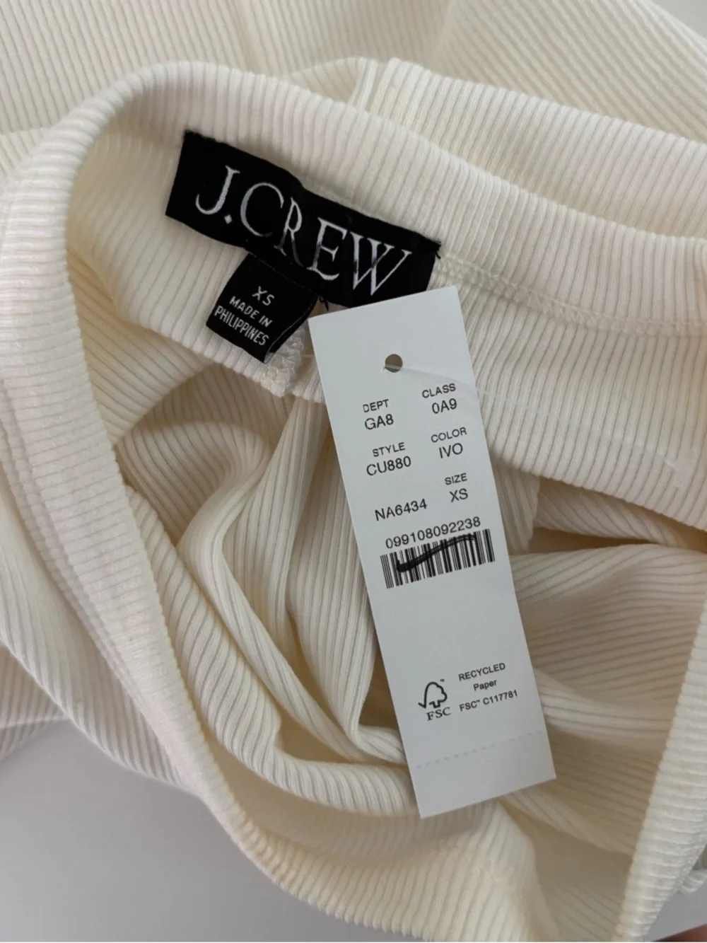 NWT J. Crew Perfect Rib Dolman-sleeve T-shirt Ivory